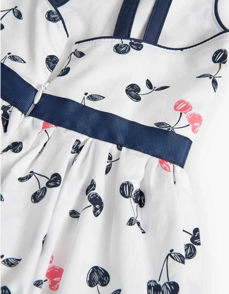 Boboli Cherry Print Dress Navy and White