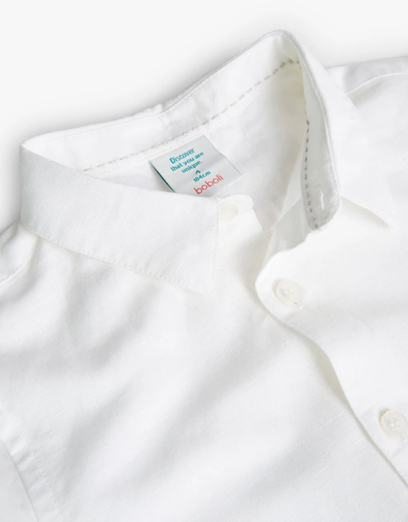 Boboli Boys White Linen S/S Shirt
