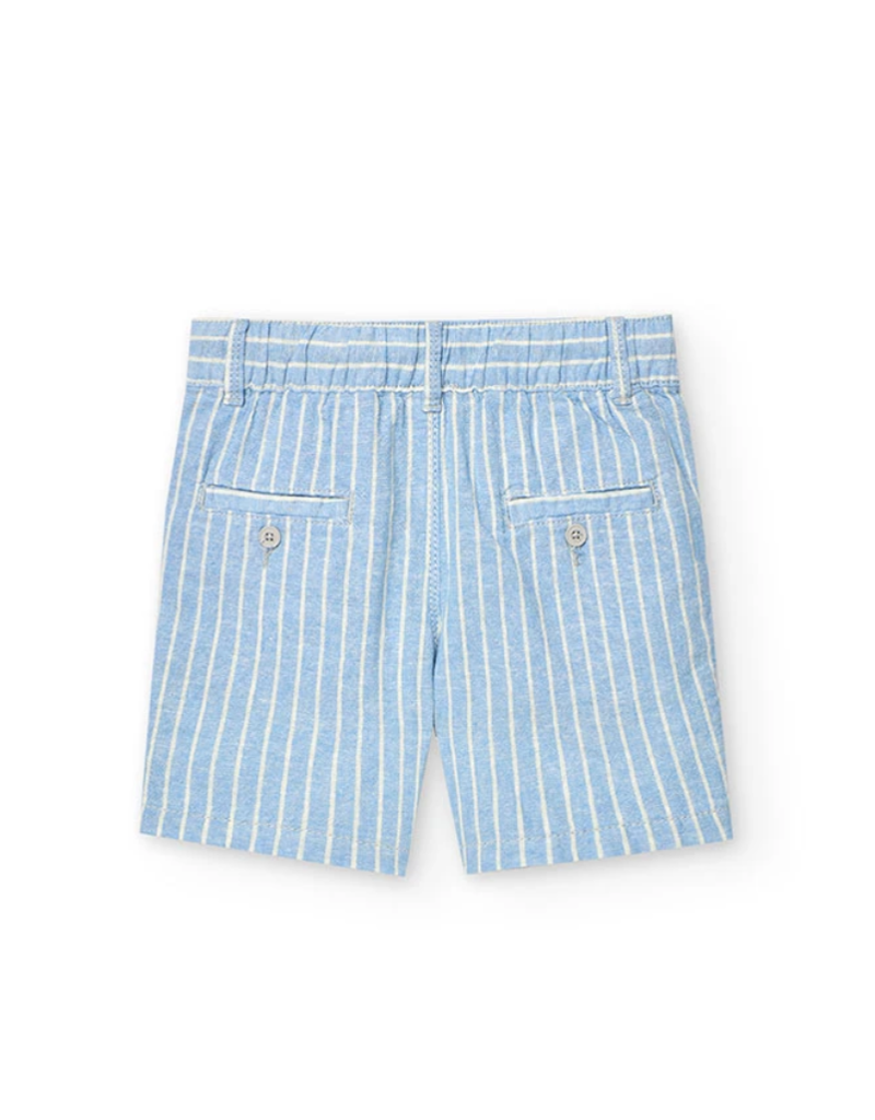 Boboli Blue Striped Linen Shorts