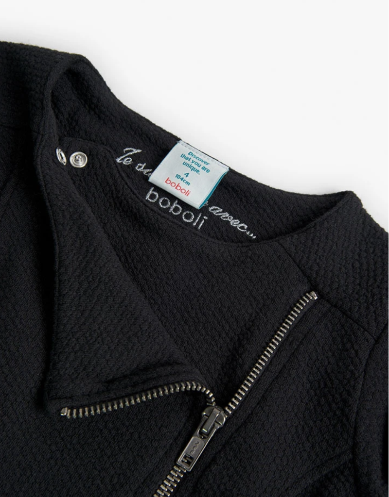 Boboli Black Embossed Zip Up Jacket