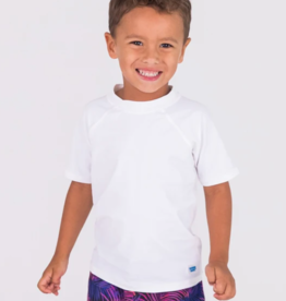 RuffleButts SALE S/S Rash Guard White