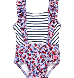 RuffleButts Pinafore 1 pc Red White and Bloom