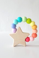 Bannor Toys Star Charm Wood Silicone Teether Confetti