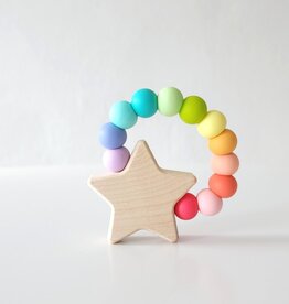 Bannor Toys Star Charm Wood Silicone Teether Confetti