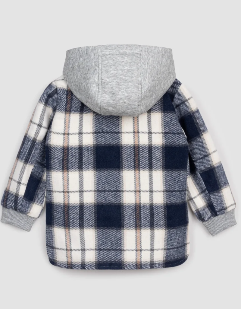 miles the label Hooded Blue Plaid Shacket