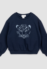 miles the label Snow Leopard Winter Navy Sweatshirt