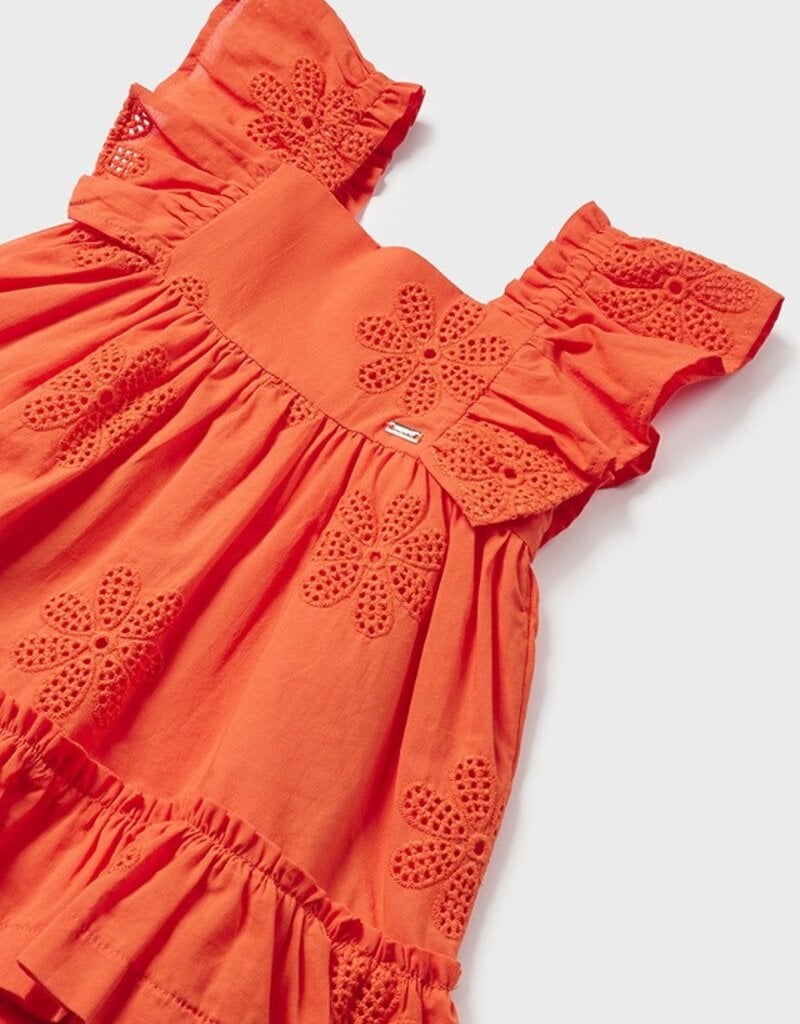 Mayoral Tangerine Embroidered Dress
