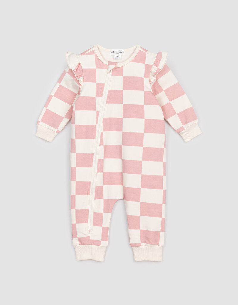 miles the label Light Pink Checkered Playsuit