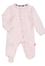 Magnetic Me PIN DOT PINK RUFFLE PLACKET FOOTIE