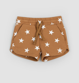 miles the label Girls Star Print Terry Shorts Bronze
