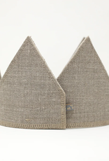 oh baby! First Birthday Linen Crown w/Multi Blue Yarn Oatmeal