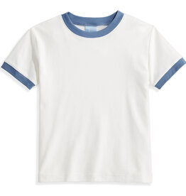 bella bliss SALE. Pima Ringer Tee Ivory w/Blue Silver