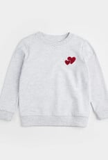 miles the label Heather Grey Sweatshirt w/Embroidered Hearts