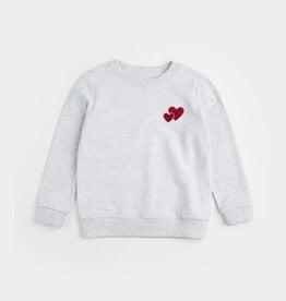 miles the label Heather Grey Sweatshirt w/Embroidered Hearts
