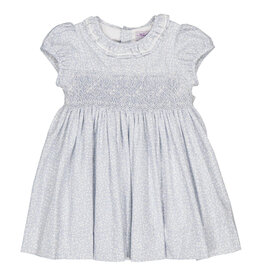 Kidiwi France dHars Smocked Dress Ditsy Blue Print