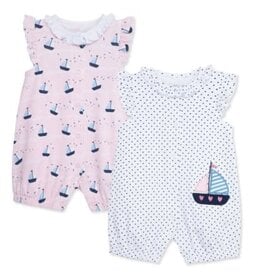 Little Me girls sailboats 2pk rompers