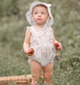 Elegant Baby Picnic Swiss Dot Strawberry Bibbed Bubble