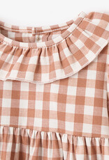Elegant Baby Rust Gingham Ruffle Collar Dress w/Bloomers