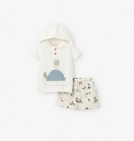 Elegant Baby SALE Pond Friends Knit Hooded Pullover w/Turtle Pocket Shorts