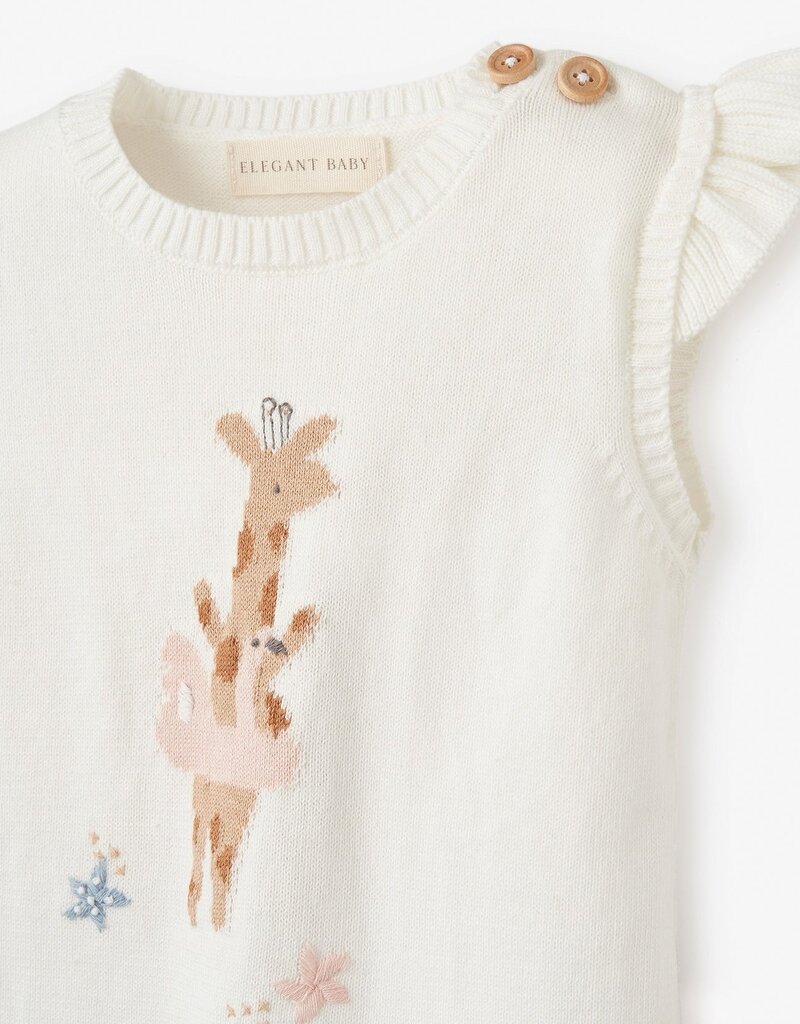 Elegant Baby Giraffe Knit Top w/Muslin Shortrs