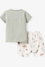 Elegant Baby On the Farm Knit Henley Top Printed Shorts