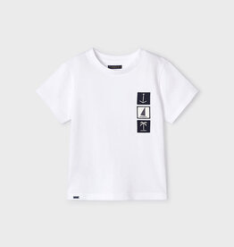 Mayoral SALE. White S/S Tee w/Sail Embroidery