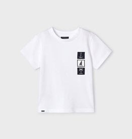 Mayoral White S/S Tee w/Sail Embroidery
