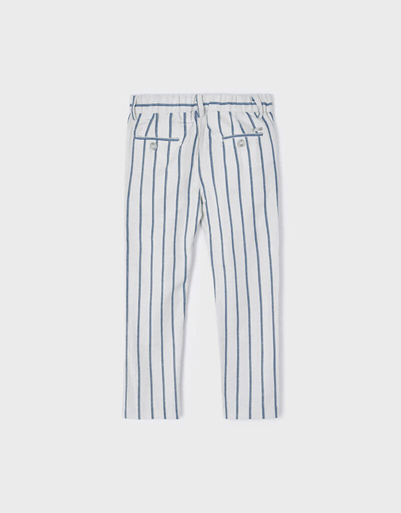Mayoral Cream Blue Striped Suiting Pants