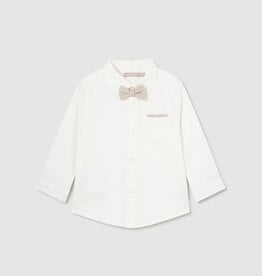 Mayoral SALE Cream L/S Dressy Shirt w/Bow Tie