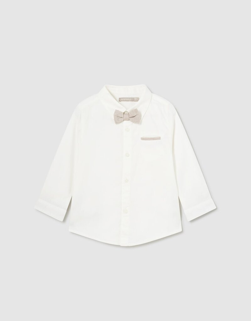 Mayoral Cream L/S Dressy Shirt w/Bow Tie
