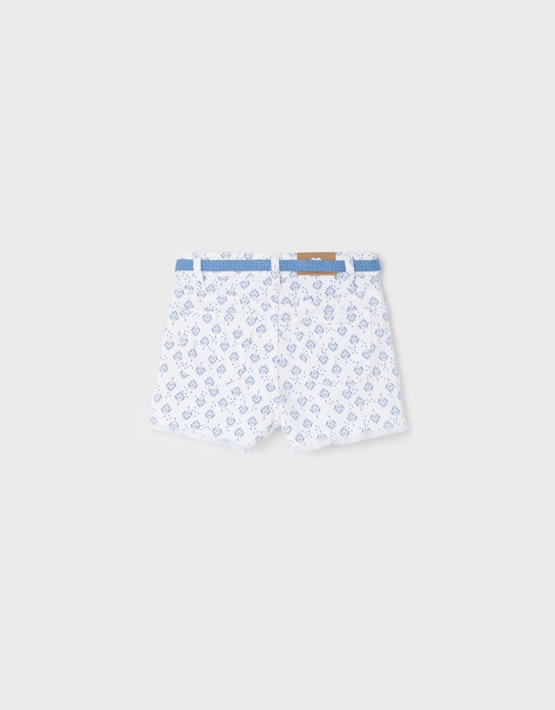 Mayoral White Shorts w/Blue Print