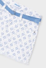 Mayoral White Shorts w/Blue Print
