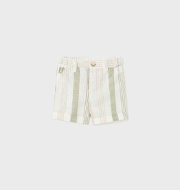 Mayoral Green Tan Stripe Linen Shorts