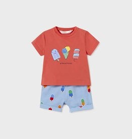 Mayoral Red Popsicle Print Tee and Short Set