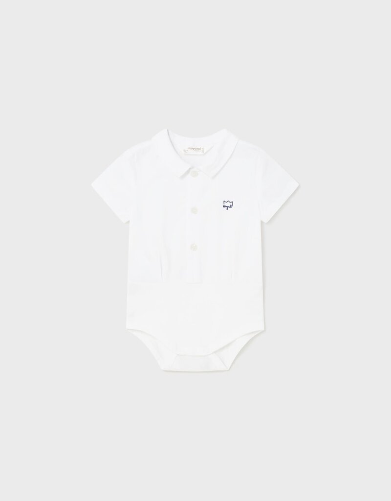 Mayoral White S/S Polo Bodysuit