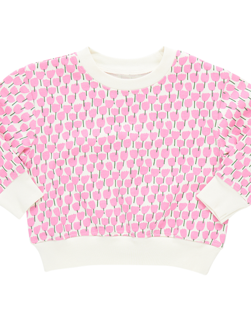 Pink Chicken girls organic sweatshirt pink tulips