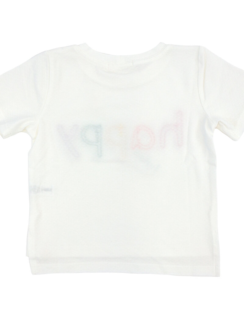 oh baby! Rainbow HAPPY Appl Slub Raw Edge Tee