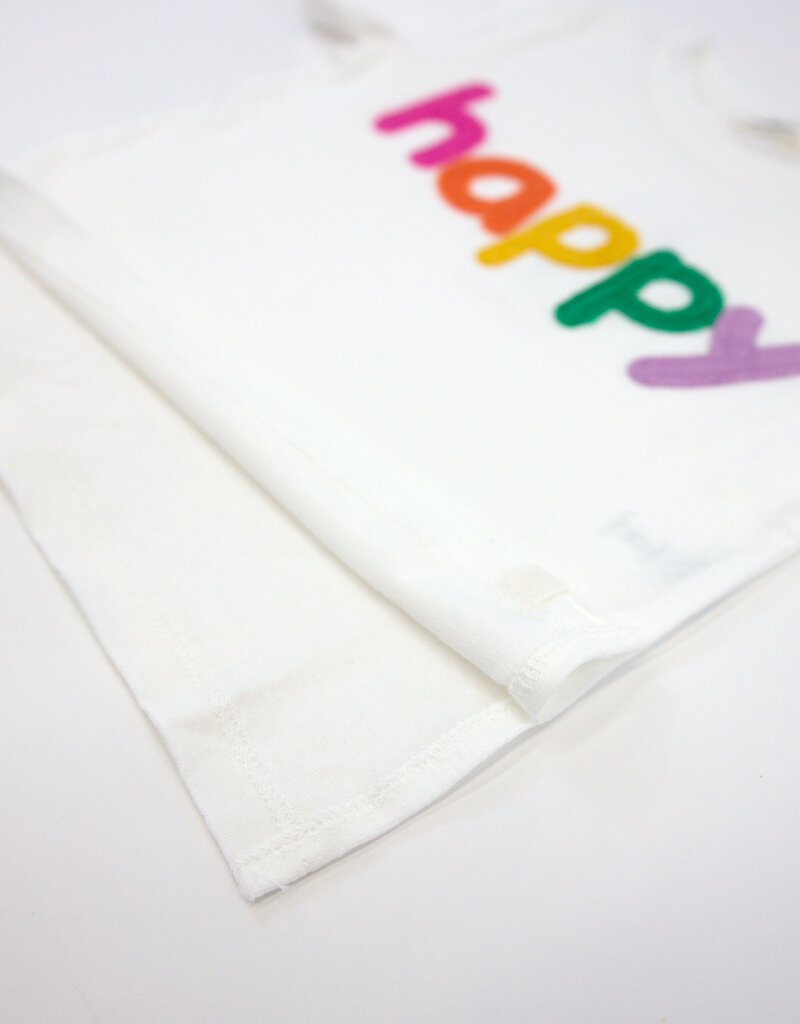oh baby! Rainbow HAPPY Appl Slub Raw Edge Tee