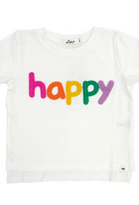 oh baby! Rainbow HAPPY Appl Slub Raw Edge Tee