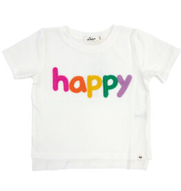 oh baby! SALE Rainbow HAPPY Appl Slub Raw Edge Tee