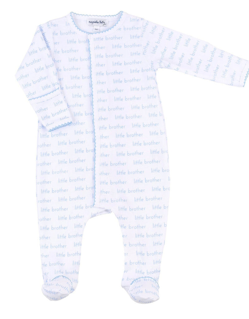 Magnolia Baby Little Brother All Over Printed Footie Lt Blue