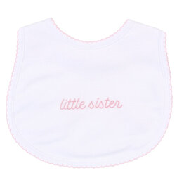 Magnolia Baby Little Sister Embroidered Bib White