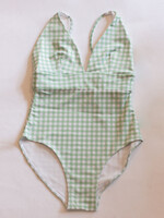 SALE Womens One Piece Bather Green Gingham