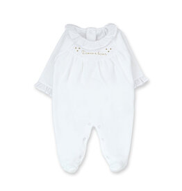 Tecomoabesos SALE Velvet Smock Footie White
