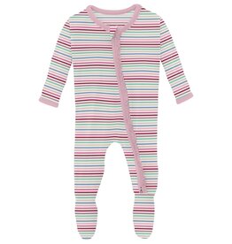 Kickee Pants Muffin Ruffle Footie w/2 Way Zip Make Believe Stripe