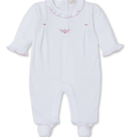 Kissy Kissy Footie w/ Hand Emb White/Pink CLB
