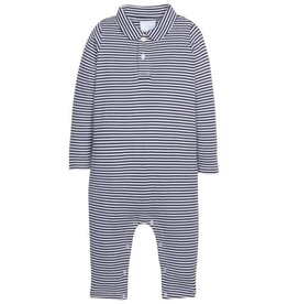 Little English SALE L/S Polo Romper Navy Stripe