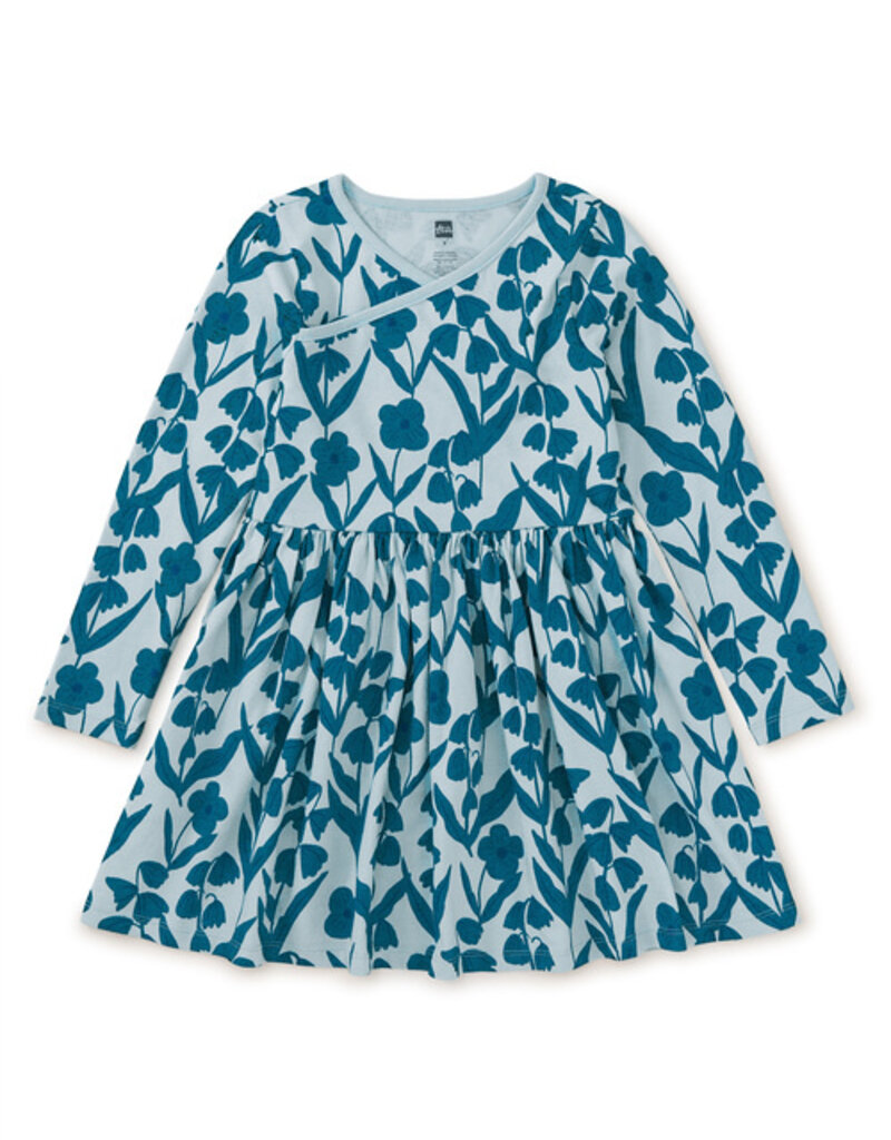 Tea Collection L/S Wrap Neck Dress Turkish Floral Skyride
