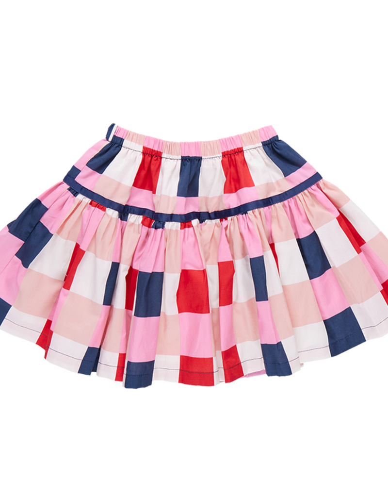 Pink Chicken maribelle skirt navy red check
