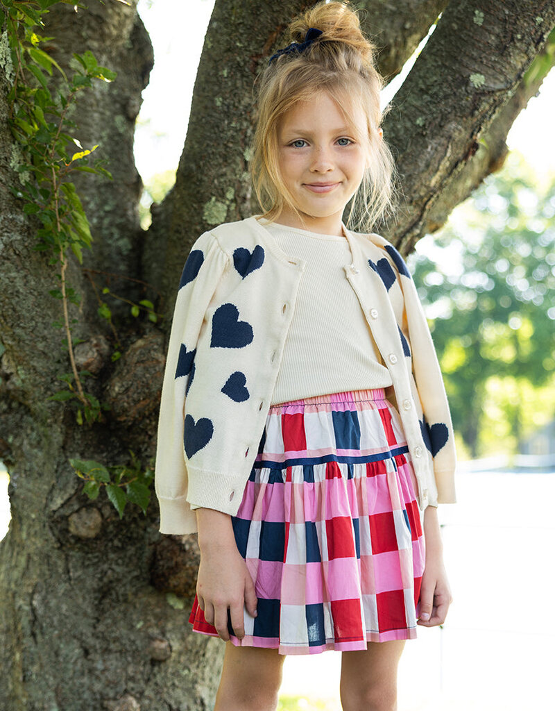 Pink Chicken maribelle skirt navy red check
